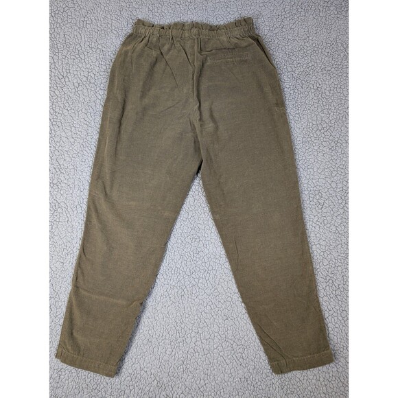 Zara Woman Size S Green Corduroy Pants Drawstring Paperbag Elastic Waist - Picture 4 of 12